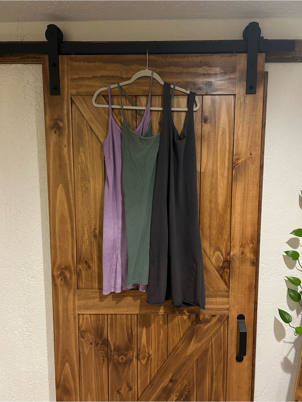 Set of (3) Women's Scoop Neck Slip Dress — Lavender, Olive & Charcoal